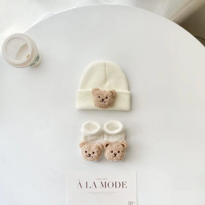 Conjunto Gorro e Meias em Malha com Animais — Bebé 0-12M